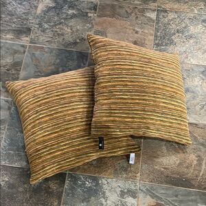 Newport Gold /Orange/Green striped Accent Pillows with Textured Design
